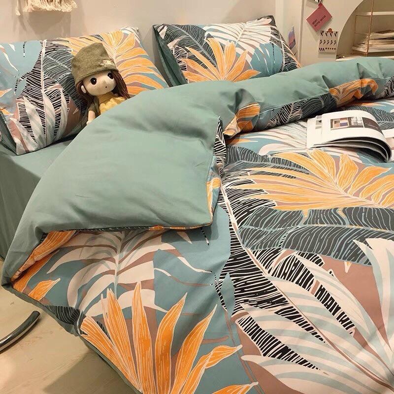 Bộ Chăn Ga Gối Cotton Living 100%cotton Hàng Nhập Khẩu Cao Cấp 4 Món Hoa Mùa Hè Vintage