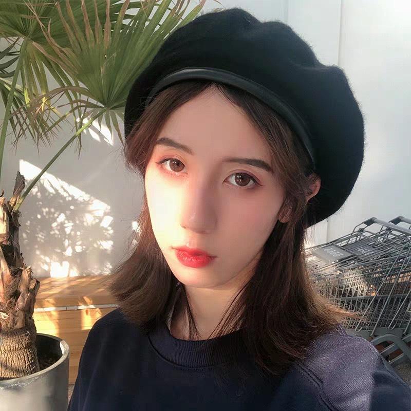 MŨ NỒI BERET NỮ ULZZANG NÓN DẠ VIỀN DA CÓ DÂY NỚI CHỈNH Camcamvintage