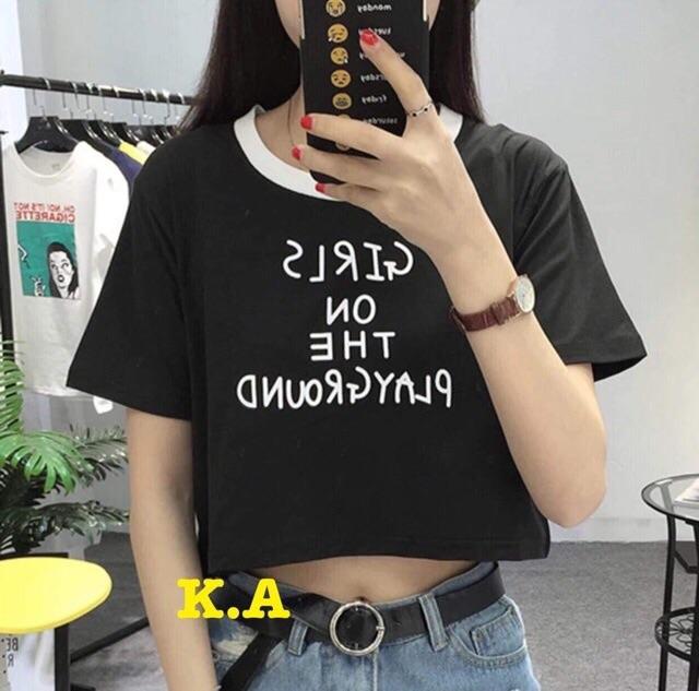 Áo thun tay ngắn croptop nữ