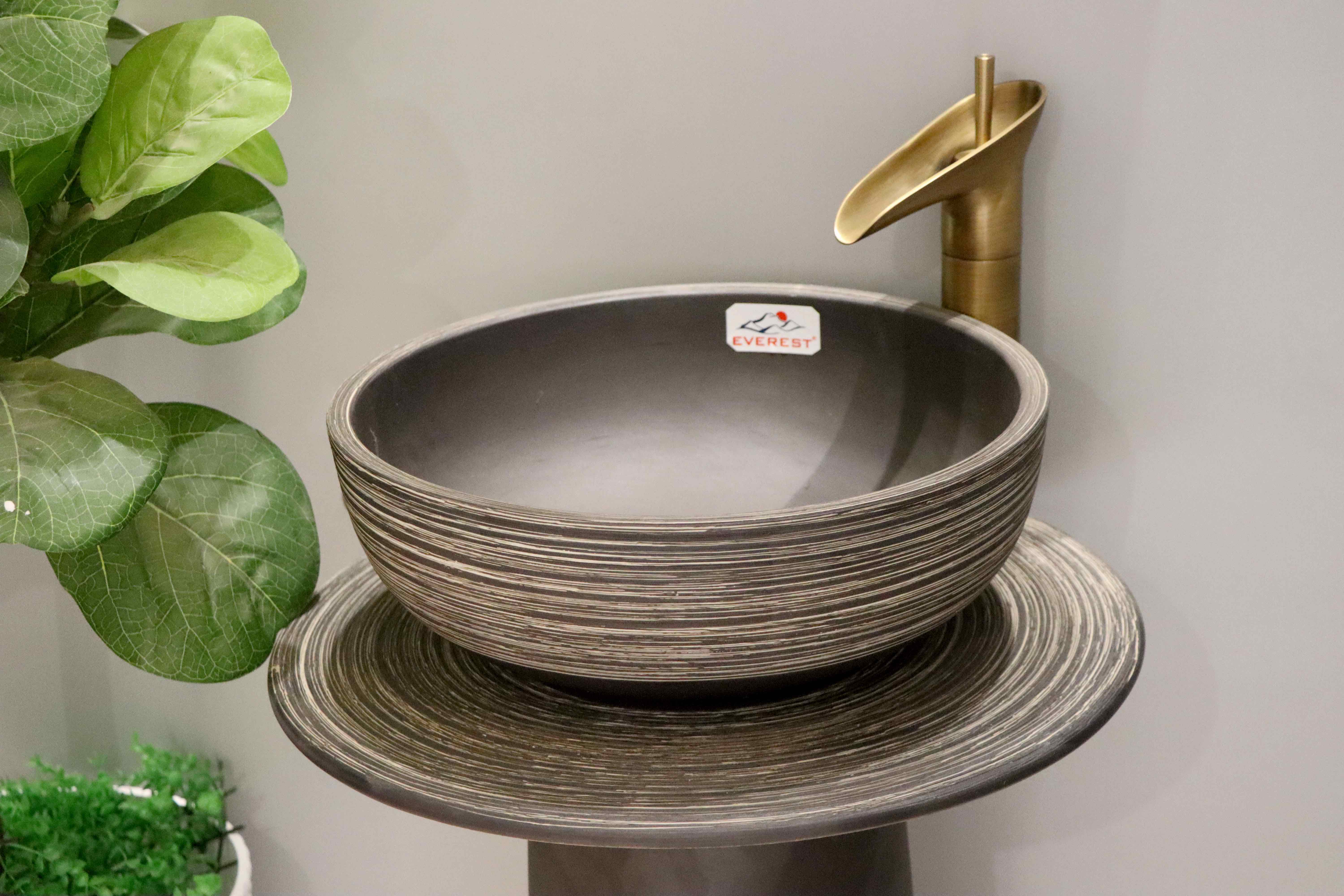 Chậu sứ mỹ thuật lavabo chậu chân EVEREST-CĐC04