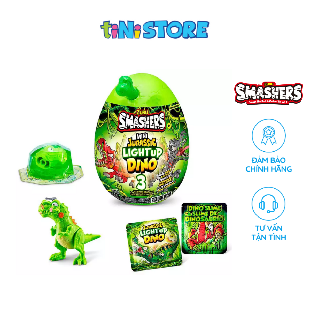 Đồ chơi trứng khủng long Jurassic phát sáng bí ẩn Smashers S1 - cỡ nhỏ