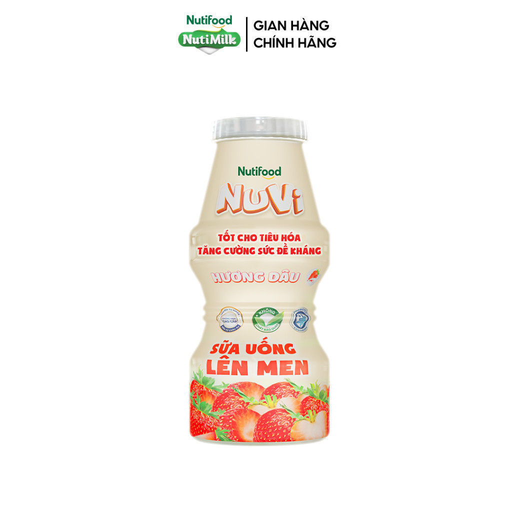 Thùng 48 hộp sữa uống lên men Nuvi vị Dâu 100ml