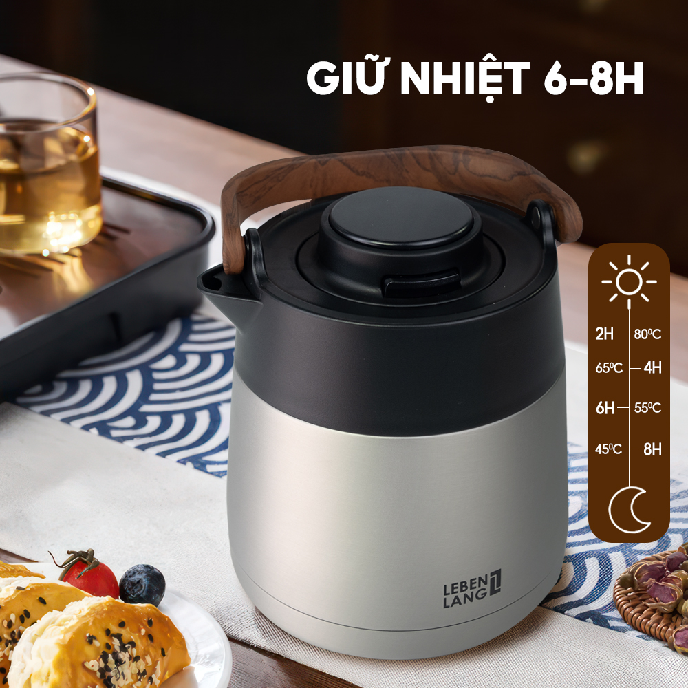 Bình pha trà giữ nhiệt inox 304 có lõi lọc trà Lebenlang LBL3031, dung tích 1000ml - hàng chính hãng