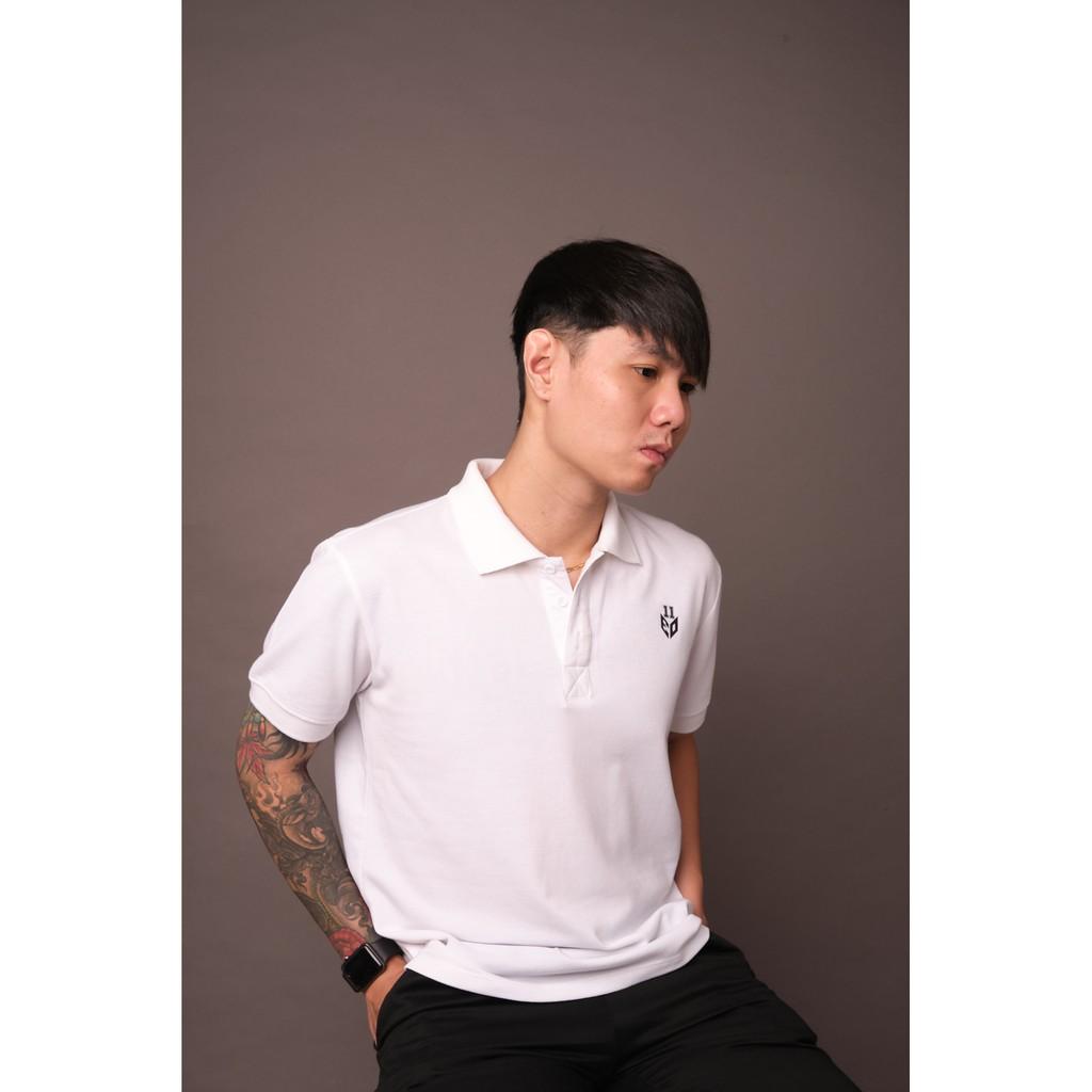 Áo thun Polo Nam Cao cấp in họa tiết Flower Leaf, Form Slim fit Màu ĐEN và TRẮNG