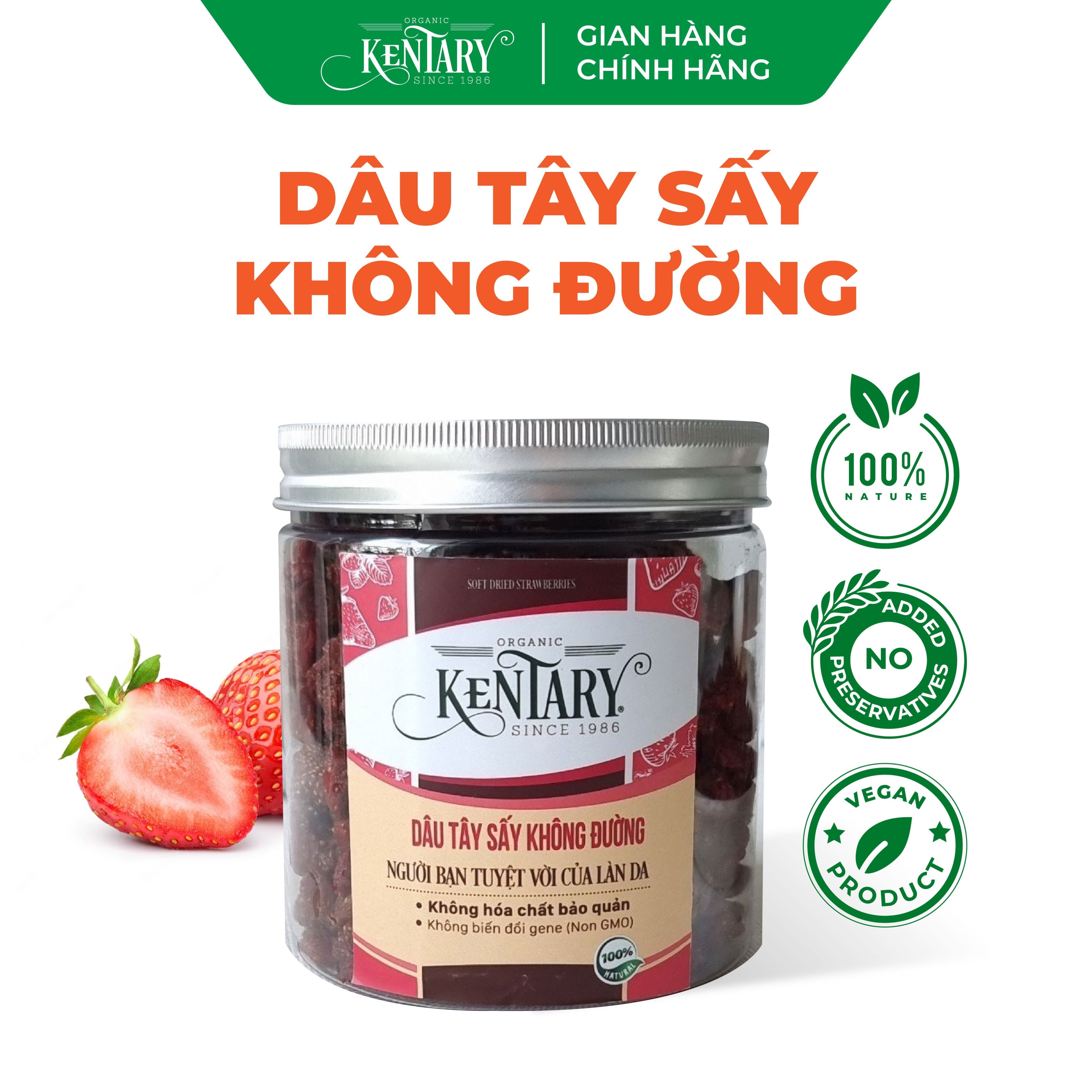 Dâu tây Đà Lạt sấy dẻo không đường Kentary