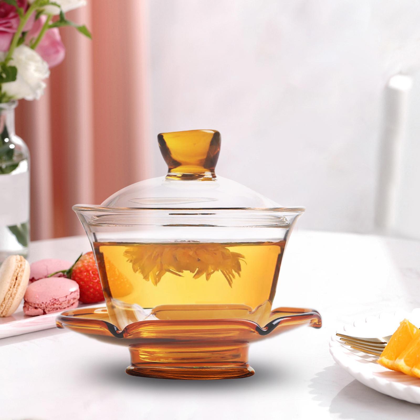 Glass Teapot Set with Lid Tea Maker Tea Cup Transparent Kungfu Glass Tea Set for Office