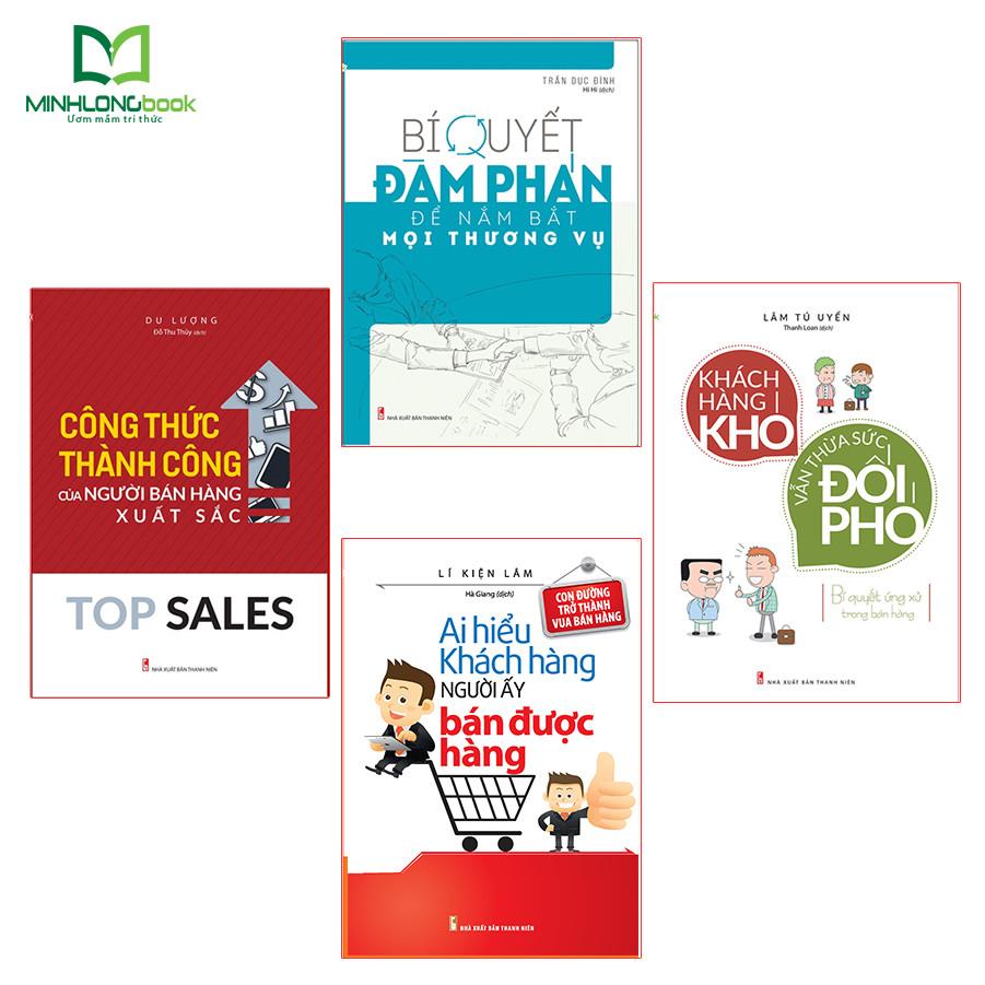 Combo ( 4 cuốn sách): Top Sales Công Thức Thành Công Của Ngườu Bán Hàng Xuất Sắc +Bí Quyết  Đàm Phán +Khách Hàng Khó Thừa Sức Đối Phó+Ai Hiểu Khách Hàng