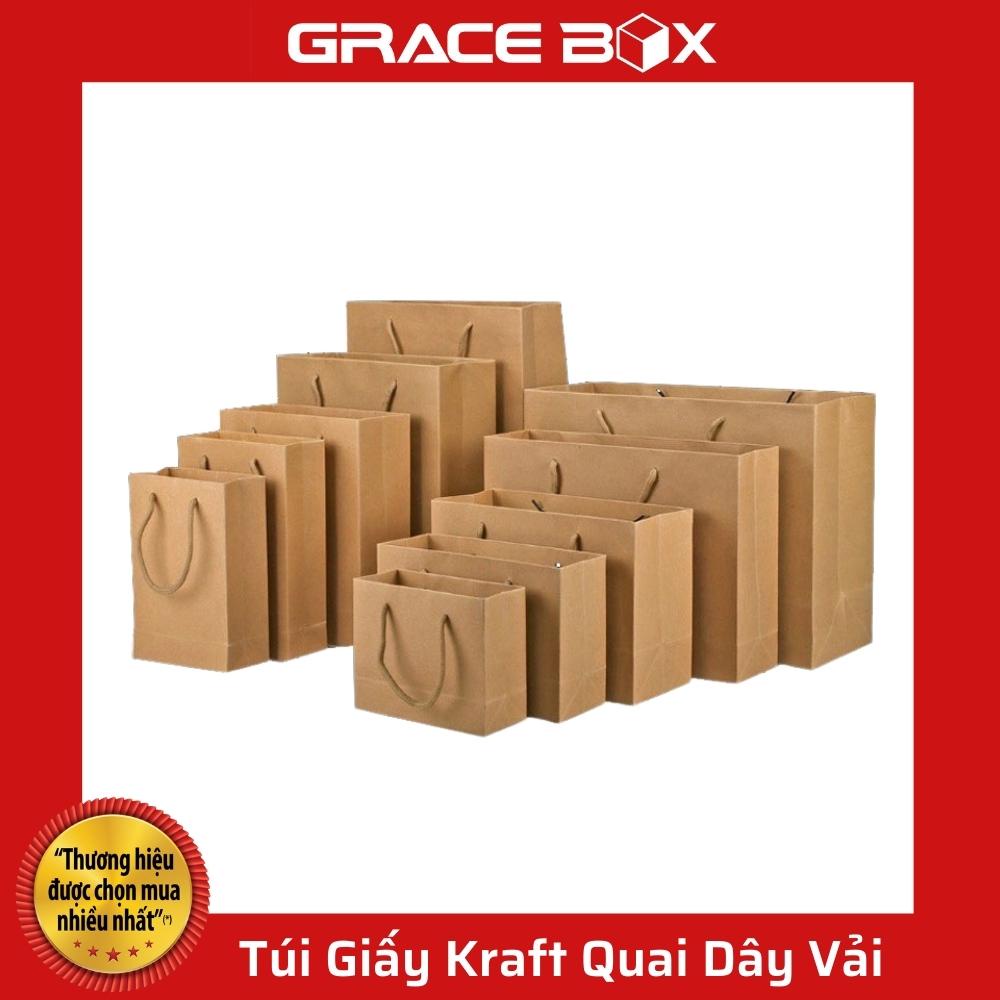{Giá Sỉ} Túi Giấy Kraft - Quai Dây Vải Chắc Chắc - Nhiều Size - Siêu Thị Bao Bì Grace Box