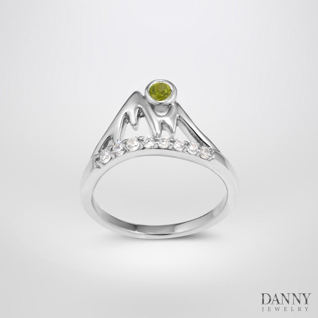 Nhẫn Nữ Bạc Danny Jewelry 925 Ngọn Núi Đính Đá Peridot Xi Rhodium N0037