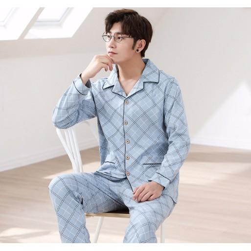 Bộ nam cộc tay Pijama chất vải cotton 100% thoáng mát, họa tiết nam tính, khỏe khoắn, hàng chuẩn Quảng Châu