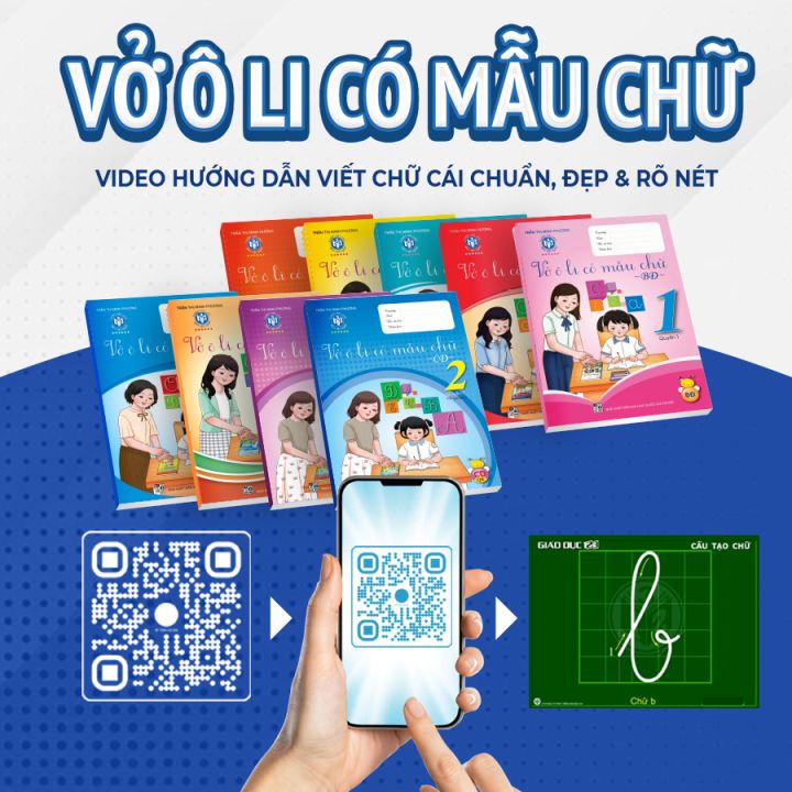 Bộ vở ô li mẫu chữ lớp 1 (3 quyển - Bộ Chân Trời Sáng Tạo tích hợp QR CODE)