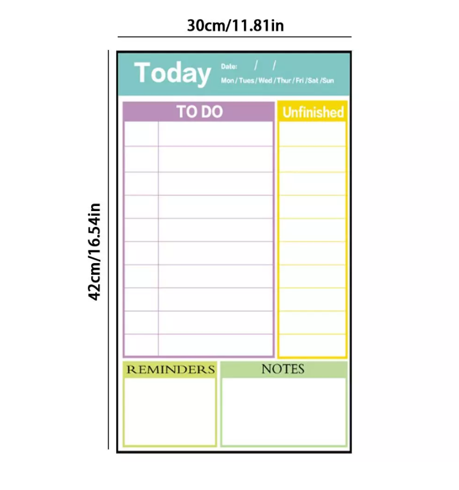 Bảng từ tính hít tủ lạnh ghi chú công việc TODO NOTES (Kèm Bút,Lau)