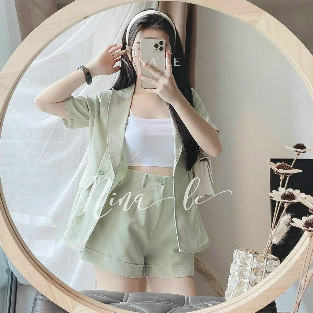 Sét bộ ÁO khoác vest trơn và QUẦN short ngắn kèm áo lót trong