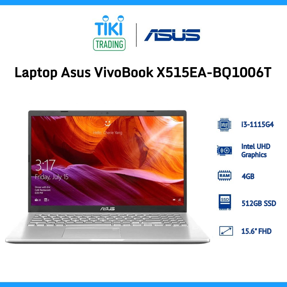 Laptop Asus Vivobook X515EA-BQ1006T (Core i3-1115G4/ 4GB/ 512GB SSD/ 15.6 FHD/ Win10) - Hàng Chính Hãng