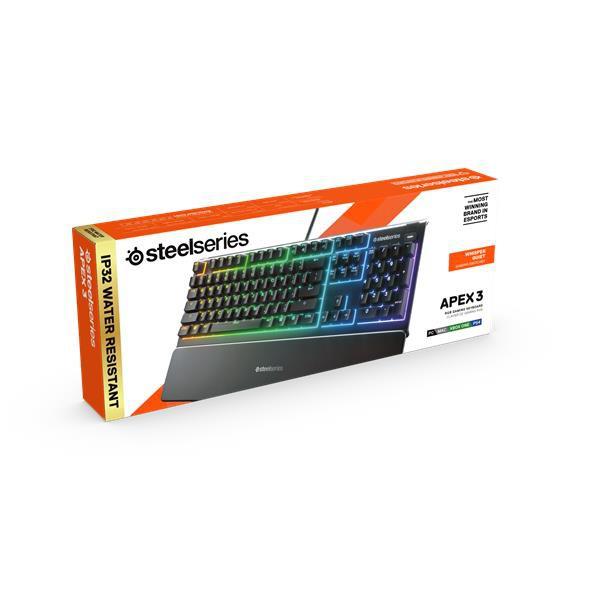 Bàn phím gaming có dây Steelseries Apex 3 RGB chống tràn chuẩn IP32 - Chính Hãng