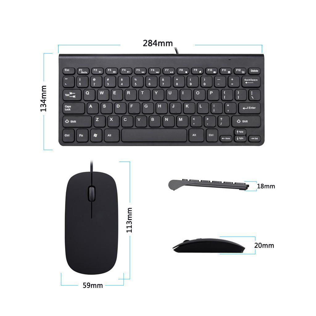 Wired 78 Key Keyboard Mouse Combo with 1.3meter Cable for Home Office White
