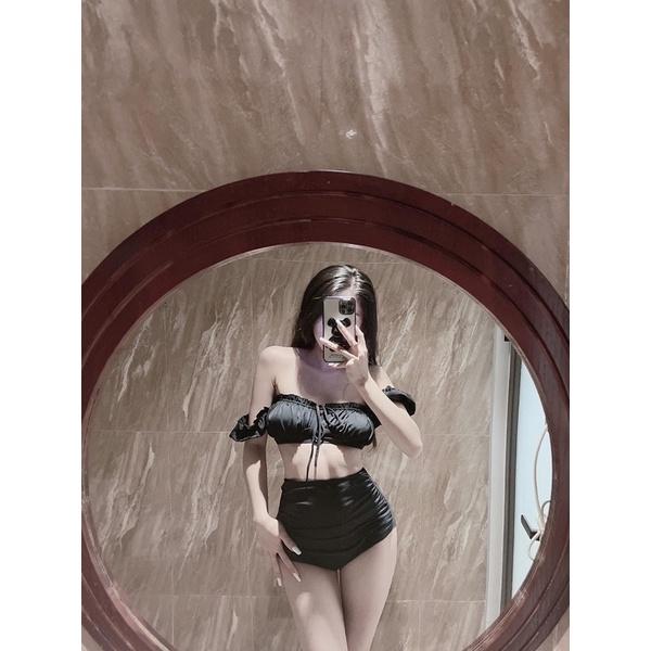 Bikini Đồ Bơi 2 Mảnh Tay Phồng Quần Cạp Cao Nhún Che Bụng GK0233 (Ảnh Thật)