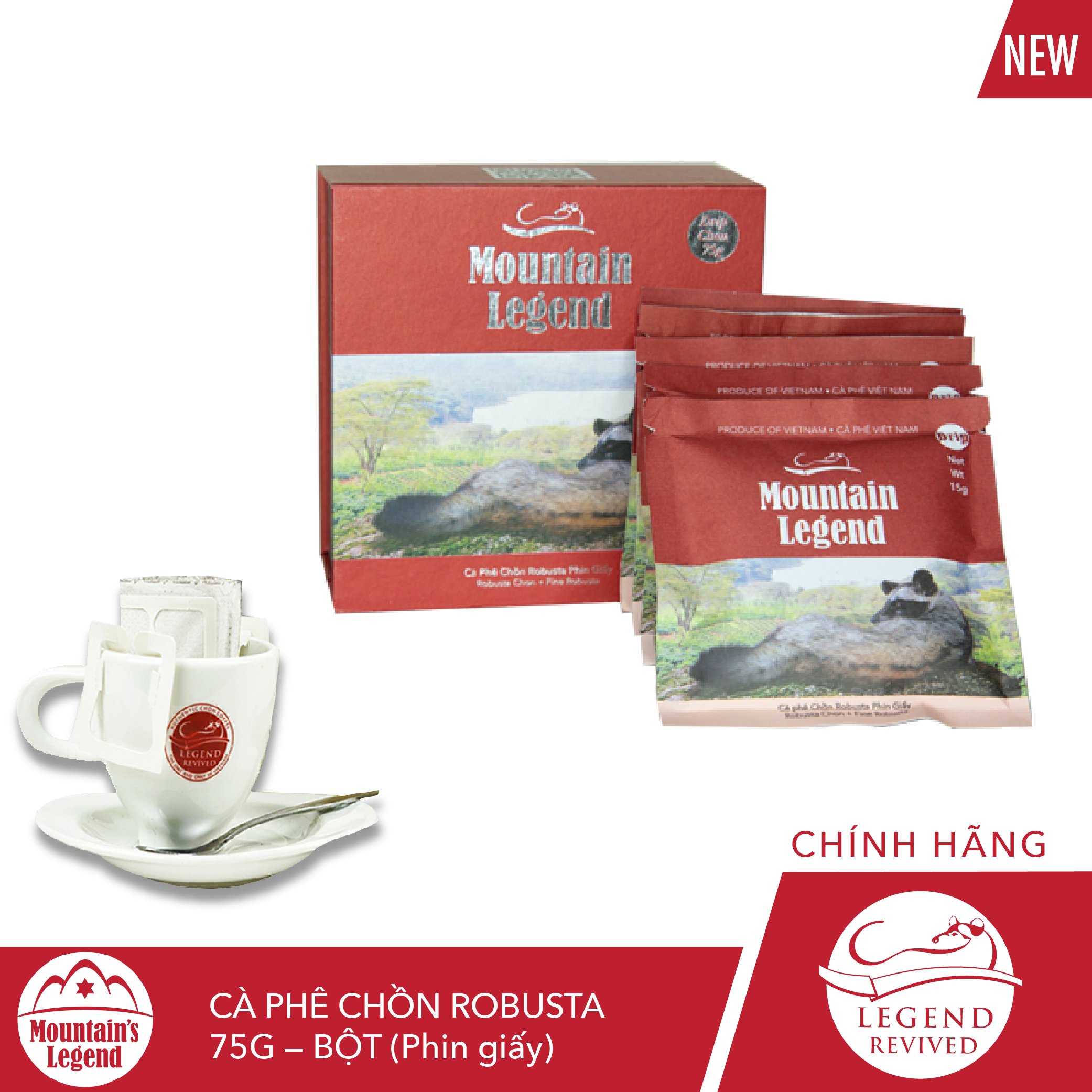 Cà phê chồn túi lọc Robusta Moutain’s Legend 75 gram