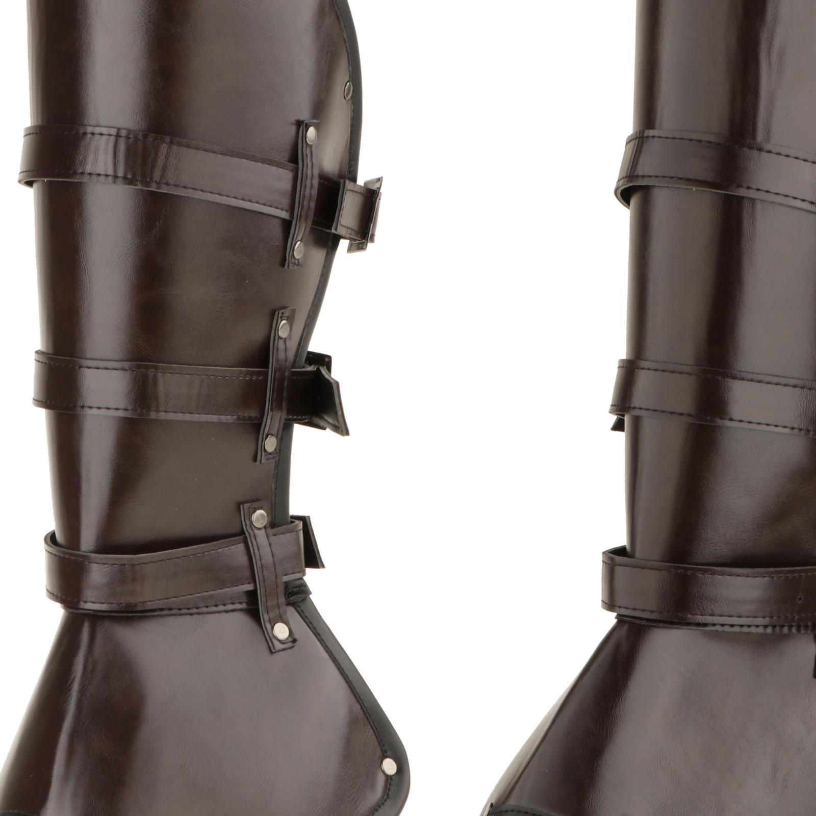 Leg Guard Cosplay Costume Shoes Cover Party Medieval PU Leather Leg