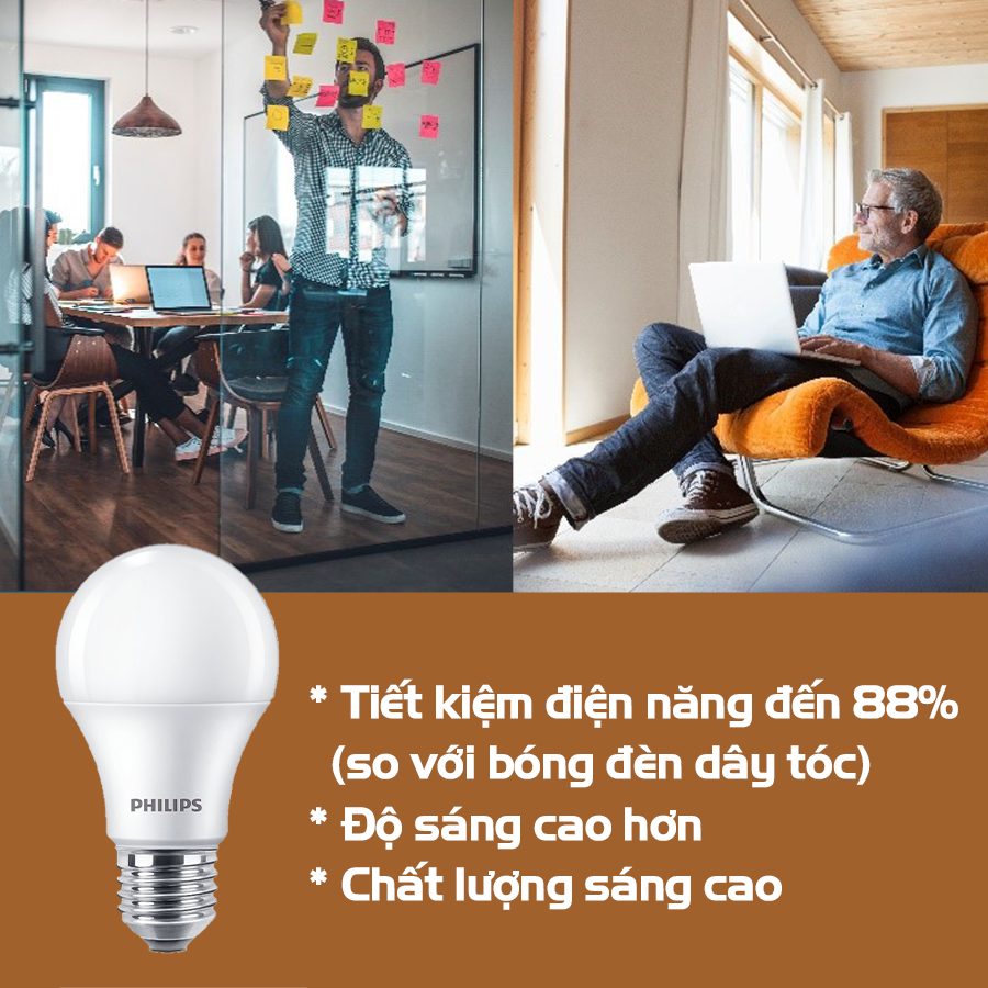 Bóng đèn PHILIPS LED BULB đôi A60 - Công suất
