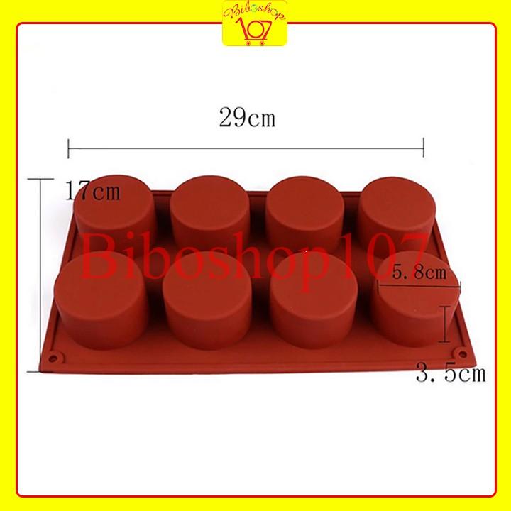 Khuôn silicon làm thạch, rau câu, socola 8 ô tròn trụ