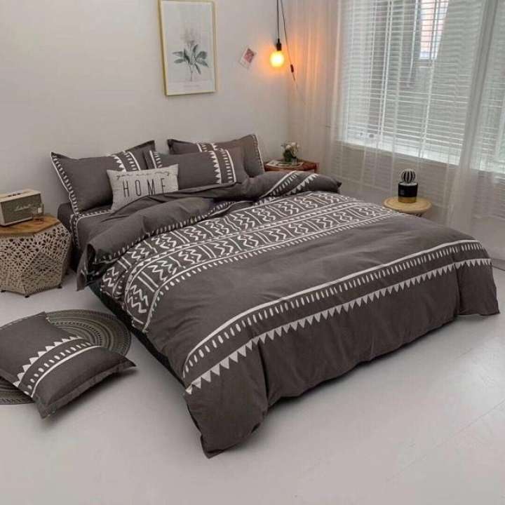 BỘ CHĂN GA GỐI 100% COTTON MÀU NÂU THỔ CẨM