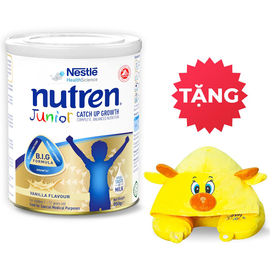 [BAO BÌ MỚI] Sữa dinh dưỡng  Nutren Junior 850g - Tặng gối choàng cổ con hươu