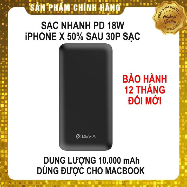 Pin dự phòng chính hãng Devia 10.000 mAh sạc nhanh PD 18W chính hãng