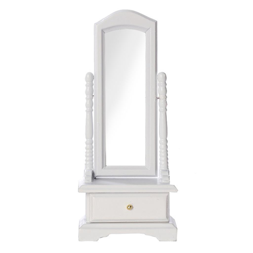 1:12 Dolls House Wooden Mirror DIY Miniature Toys Decor White