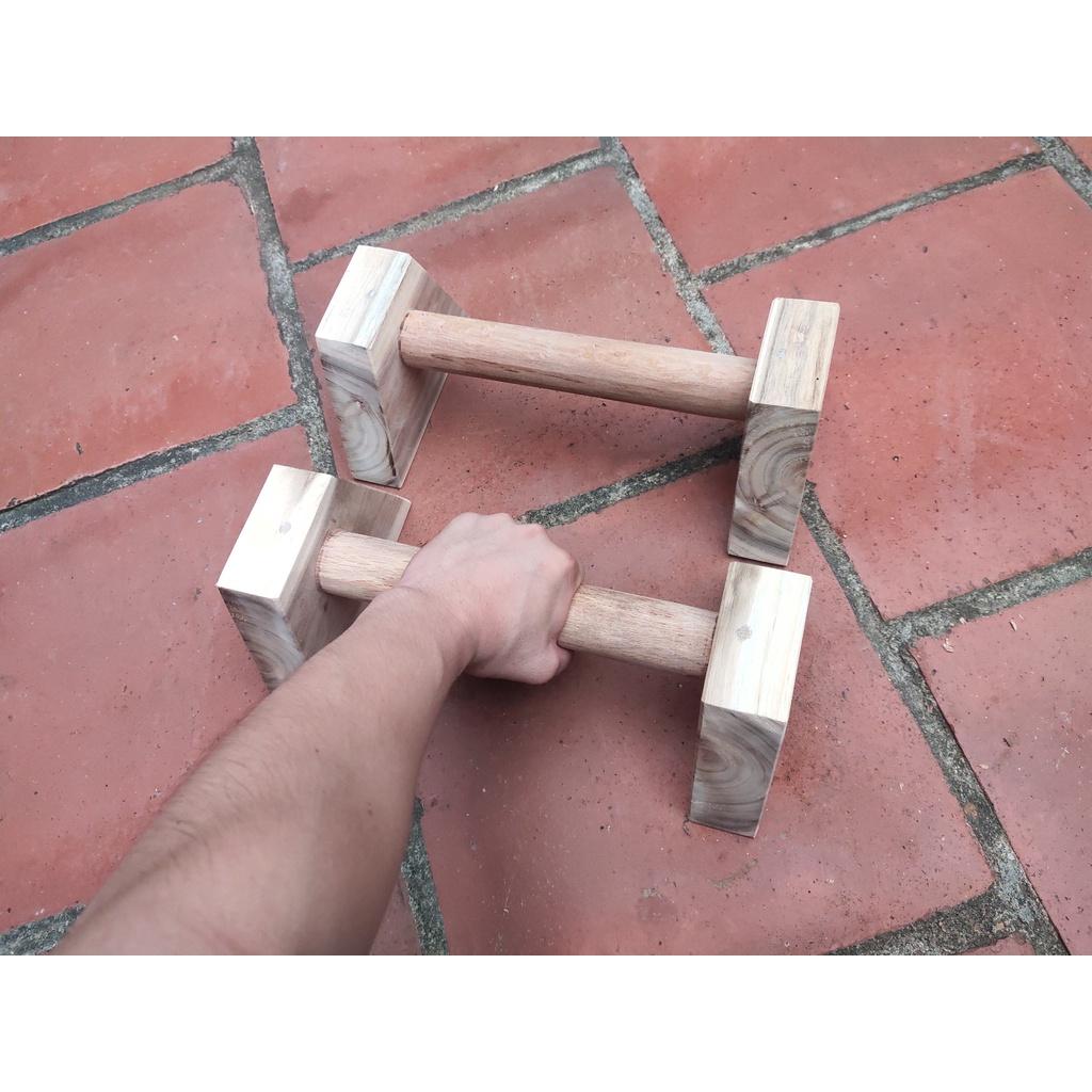 Parallettes - Dụng cụ hỗ trợ chống đẩy, hít đất, chồng chuối, planche, calisthenics, street workout (màu gỗ tự nhiên)