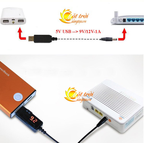 Cáp chuyển đổi điện áp từ cổng USB 5V sang 9V/12V