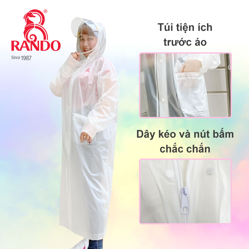 Áo Mưa Rando Trong Suốt 1 Đầu Có Kính Khẩu Trang 