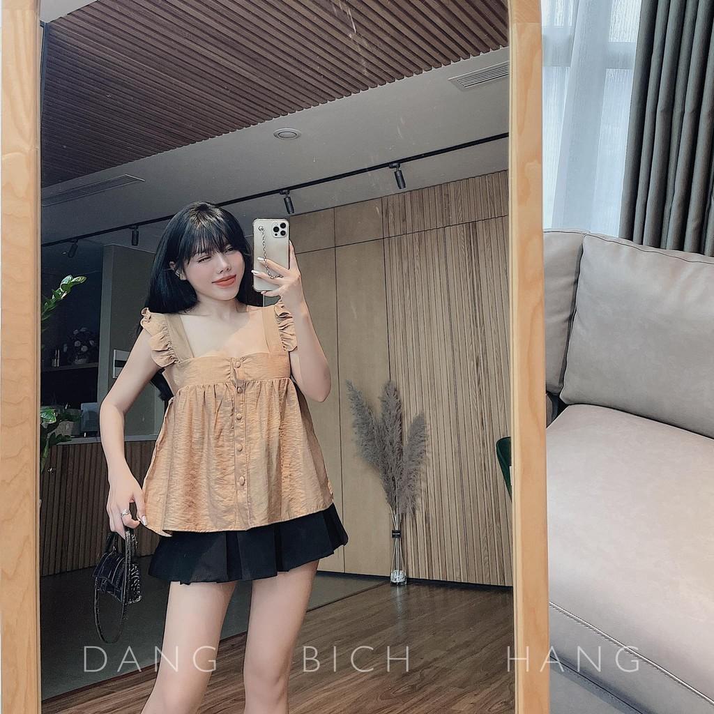 Áo tiểu thư tay bèo cúc bọc xinh
