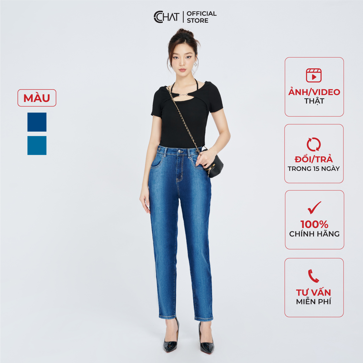 Quần Jean Nữ  Dáng Baggy Nhe Cạp Phong Cách Trẻ Trung Cá Tính 22GDJ2009BH