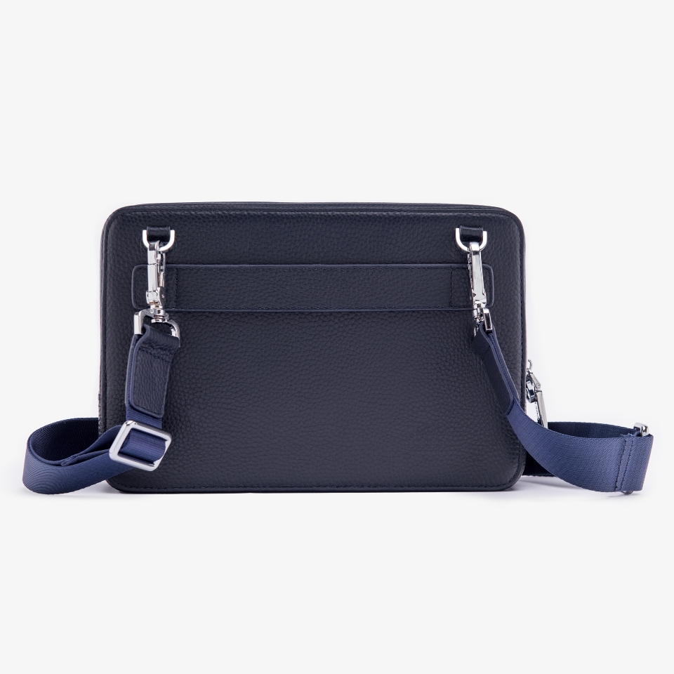 Túi Đeo Chéo Ví Da Nam Cầm Tay GENCE TC01 Chất Liệu Da Bò Cao Cấp Màu Xanh Navy