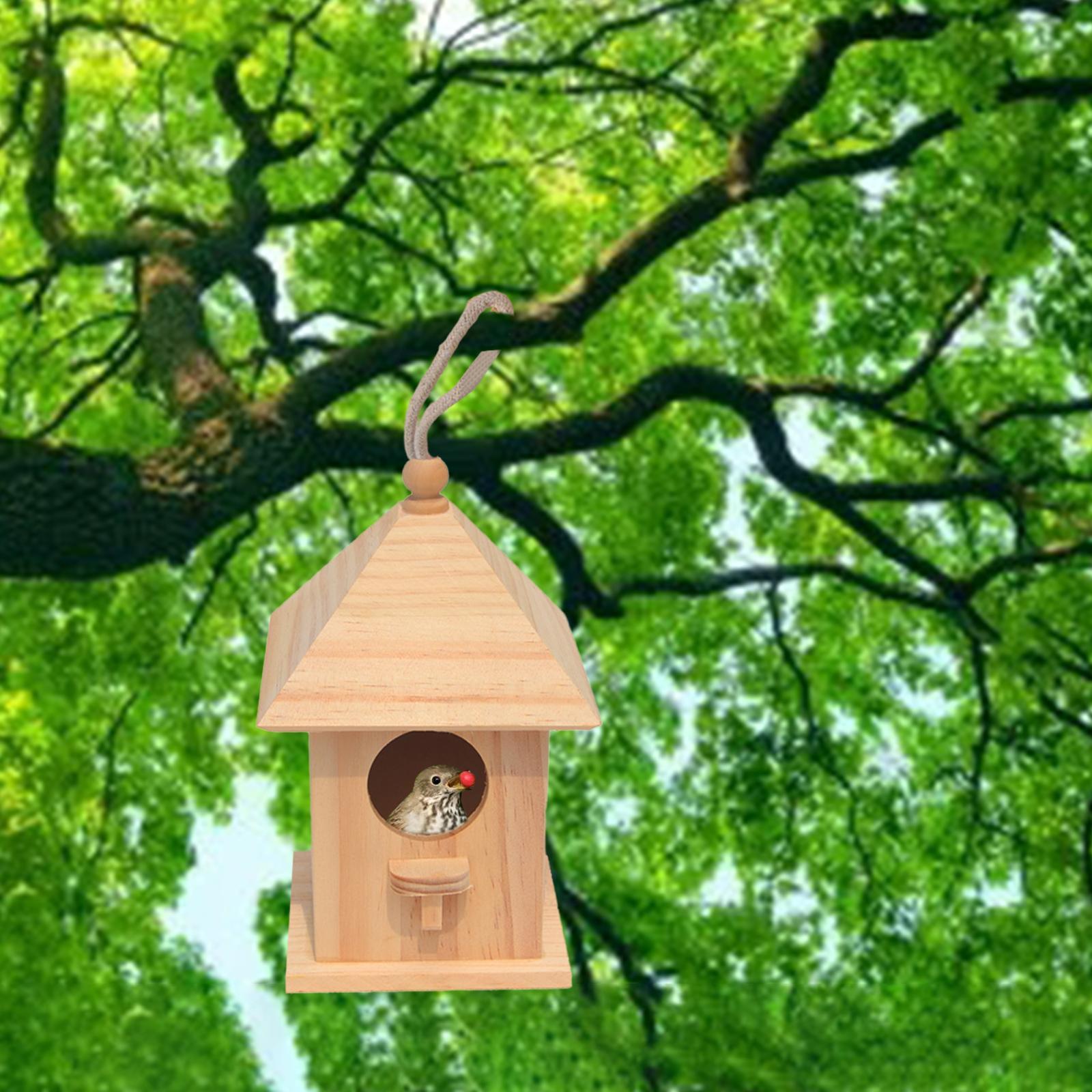 Wooden Birdhouse DIY Arts Crafts Natural Doodle Birdcage for Garden Outside