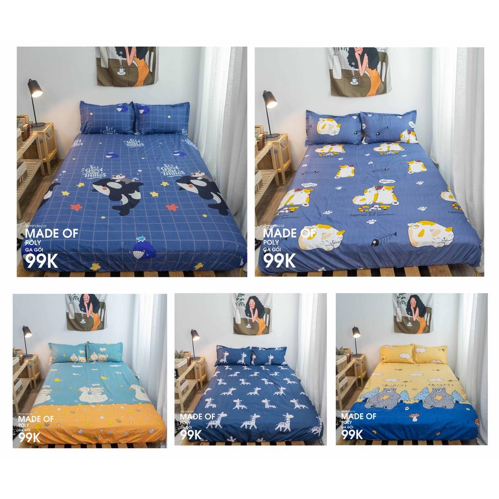 Bộ Ga Giường Cá Voi Ga Gối Cotton - Ga Trải Giường Thiết Kế Mịn Decor