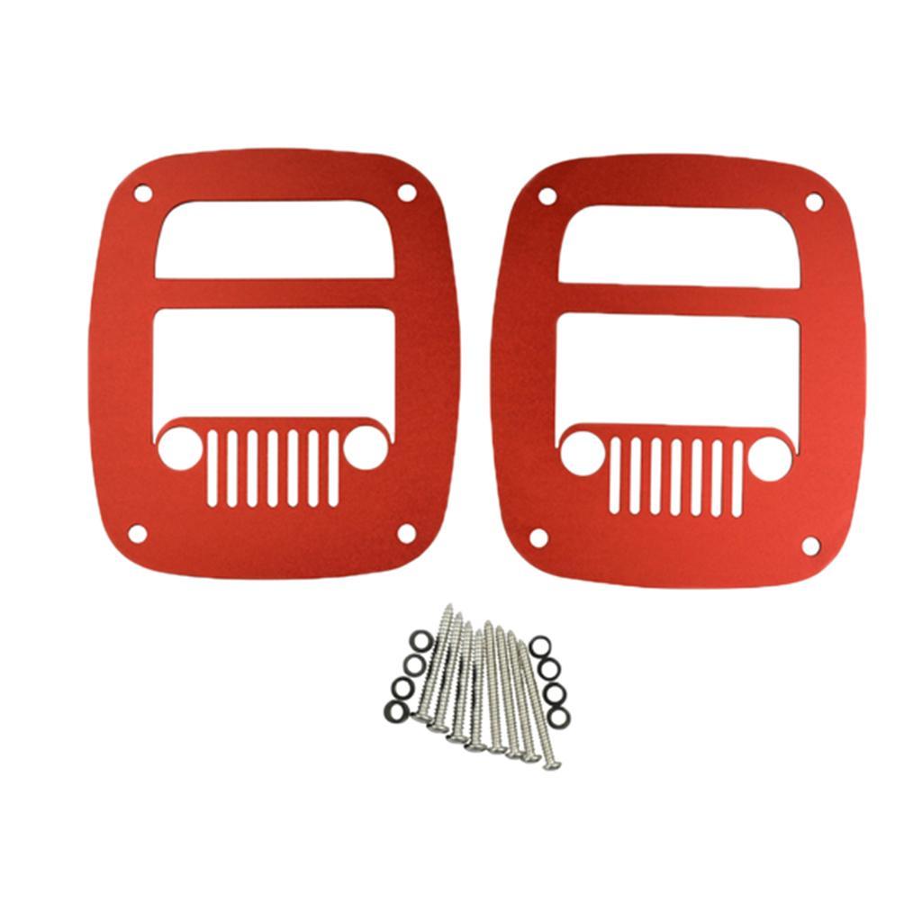 2 Pieces Flat Tail Light Lamp Cover Protector Guard For Jeep Wrangler Red