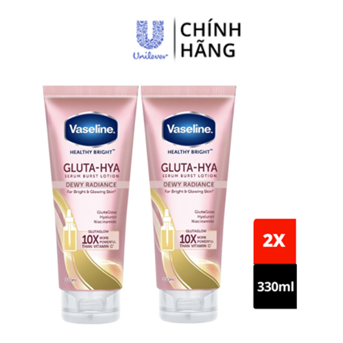 Combo 2 Sữa dưỡng thể Vaseline Gluta-Hya Dưỡng Da Sáng Mịn Sau 7 Ngày Dưỡng sáng chuyên sâu 330 ML