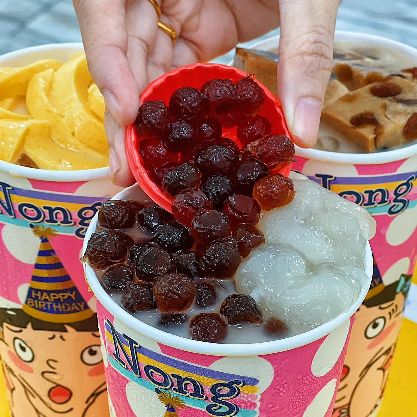 Hộp 10 Gói Trân châu đường đen Ăn liền Oppa Bubble hộp 350g