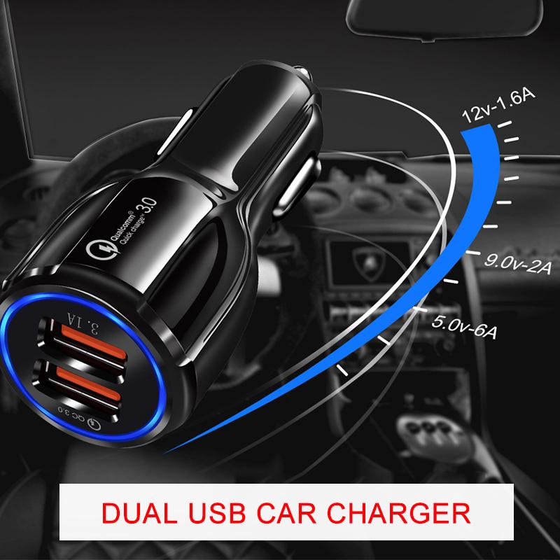 Bộ sạc xe nhanh QC3.0 Quick Charge Quick Dual USB Sạc nhanh cho điện thoại di động Bộ sạc sạc xe sạc nhanh