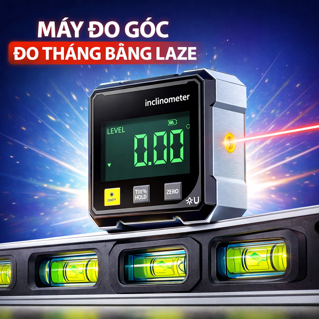 Máy Đo Thăng Bằng Laser Đa Năng – Đo Góc, Đo Nghiêng, Màn Hình LED Dễ Nhìn