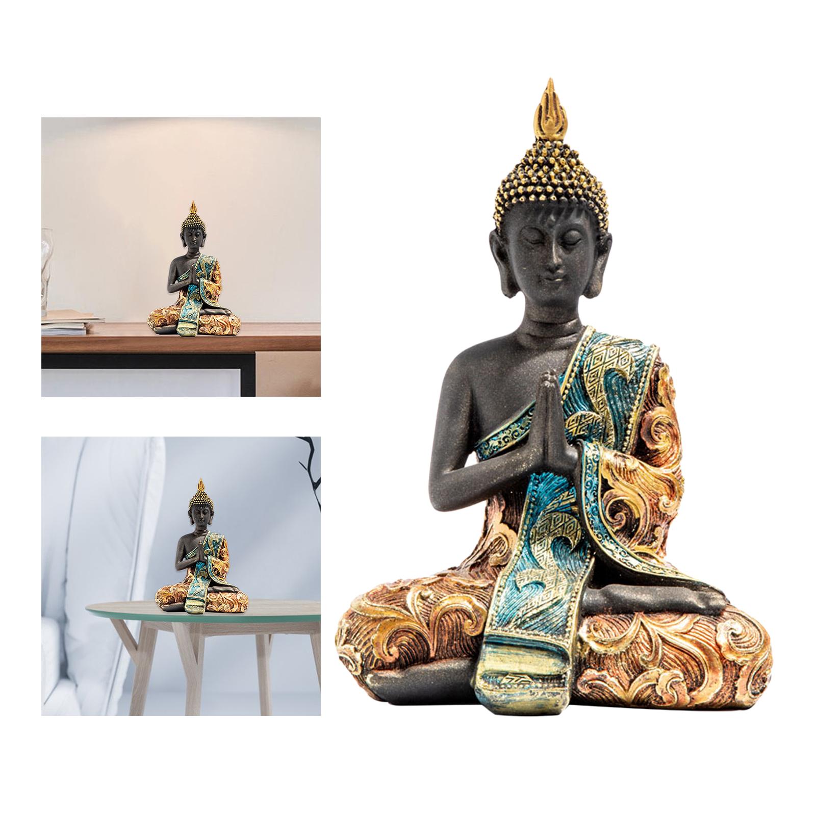 Buddha Statue Meditating Buddha Decorative Figurine Thai Shakyamuni Sitting Statue Desktop Living Room Office Yoga Zen Decoration Collectibles