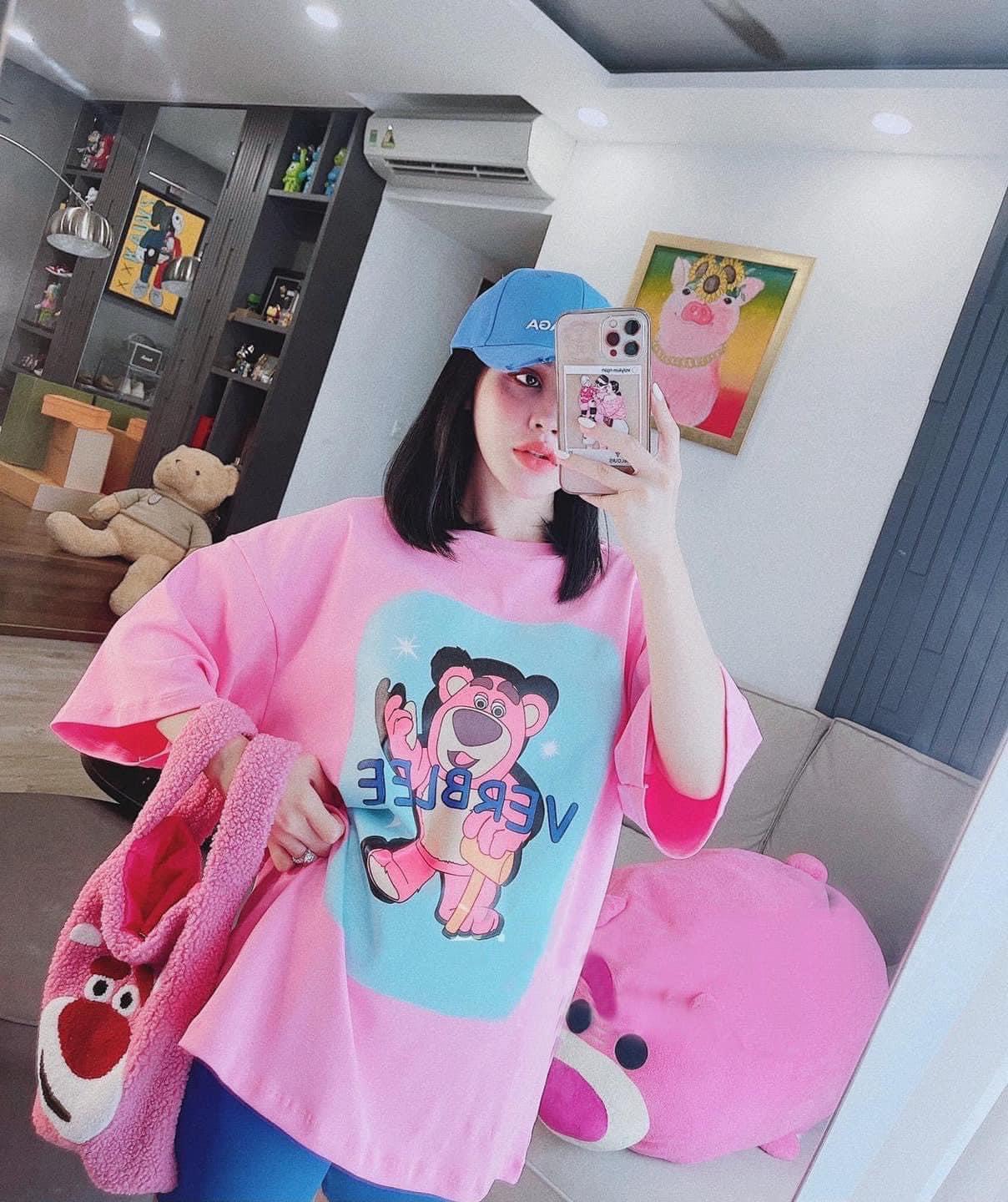 Bộ đồ nữ áo form rộng in hình gấu, quần đùi ngố thun cotton loại 1, set bộ lửng mặc nhà, đi chơi dễ thương, cá tính