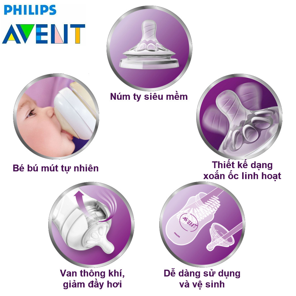 Bình sữa mô phỏng tự nhiên hiệu Philips Avent (60 ml - đơn) cho trẻ từ 0 tháng tuổi SCF039.17