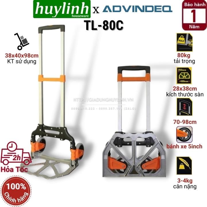 Xe Đẩy Hàng 2 Bánh Rút Gọn ADVINDEQ TL-80C (80kg) - Hàng Chính Hãng