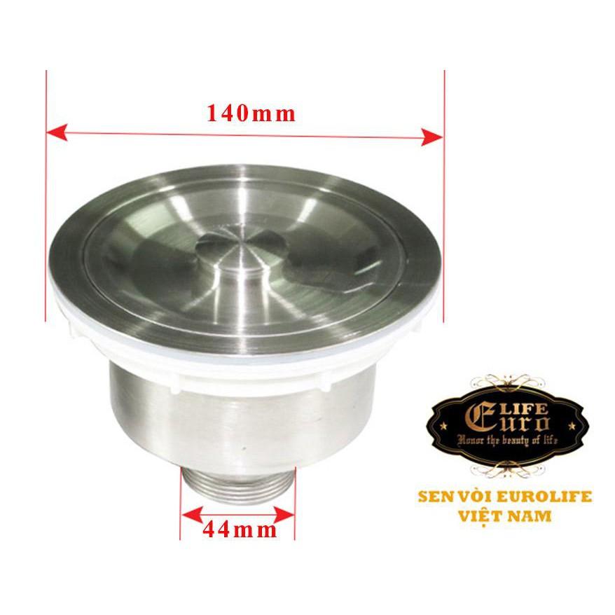 Bầu xi phông chậu rửa chén Inox SUS 304 140mm Eurolife EL-BX140 (Trắng bạc)