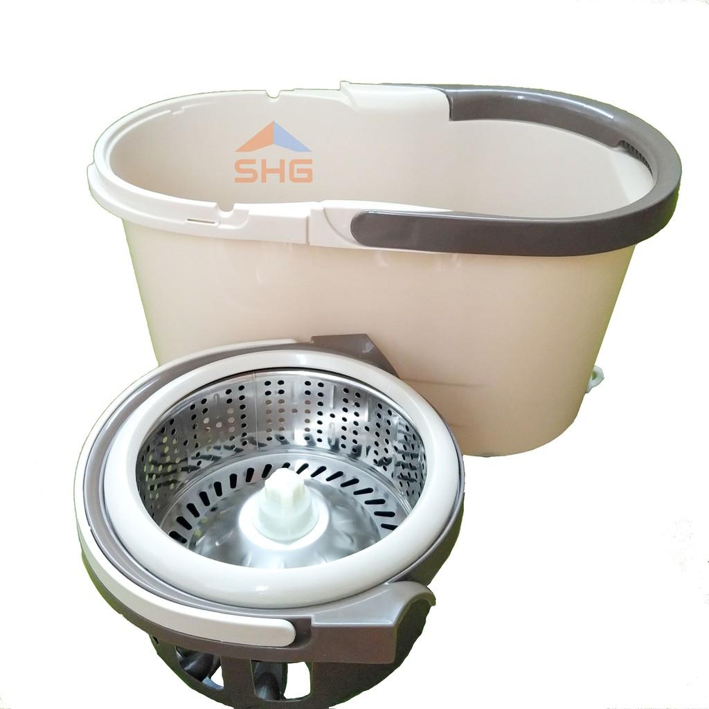 BỘ LAU NHÀ 360 ĐỘ RỜI LỒNG DỄ VỆ SINH, LỒNG VÀ MÂM INOX, SIÊU SẠCH,SIÊU KHÔ