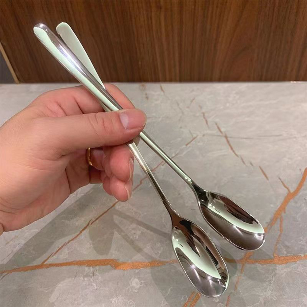 Combo 5 muỗng thìa cafe dài chất liệu Inox không gỉ dày dùng để ăn bánh kem rau củ chè đa năng tiện dụng D01