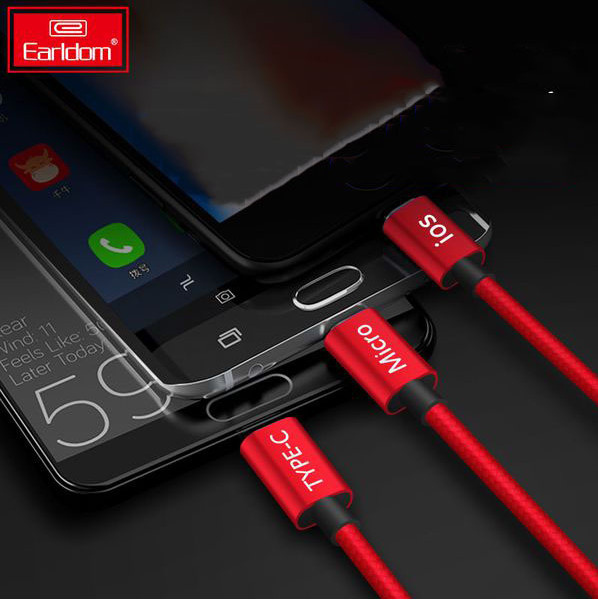 Dây Cáp 3A Sạc đa năng 3 trong 1 hỗ trợ cổng Li-ning - Micro USB - Type C, iphone, samsung, oppo - Hàng Chính Hãng